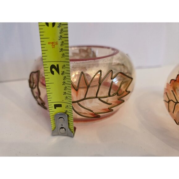 Yankee Candle Cornucopia Autumn Leaf Motif Glass Tea Light Holders - Picture 5 of 7